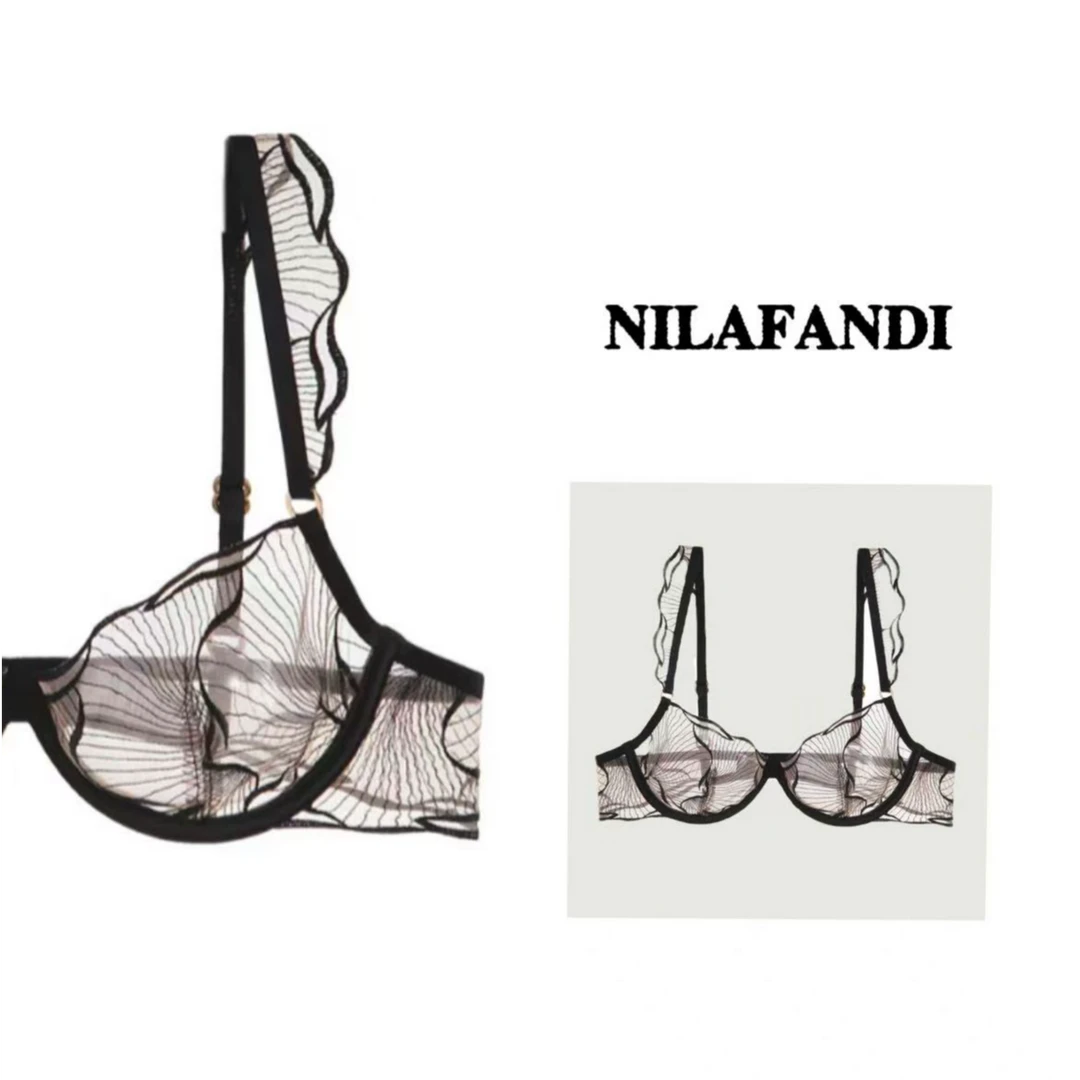 8005-2-法式蕾丝时尚刺绣植绒性感气质网纱夏季简约女士文胸