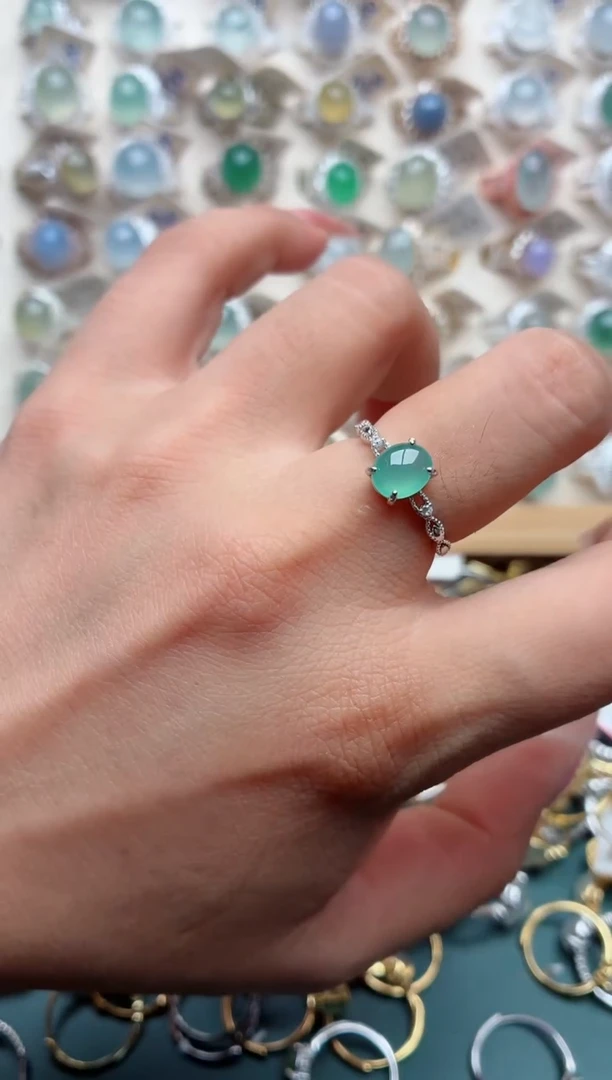 银S925镶嵌戒指翡翠.