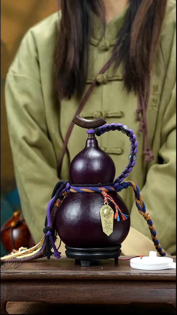 YB038精品藏绳款天然酒葫芦（一物一拍）+原色小手捏