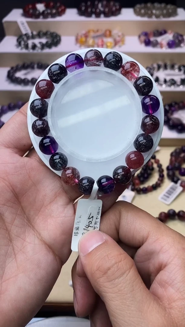 【闪购商品】水晶手链未镶嵌黑加仑超七单圈10m+