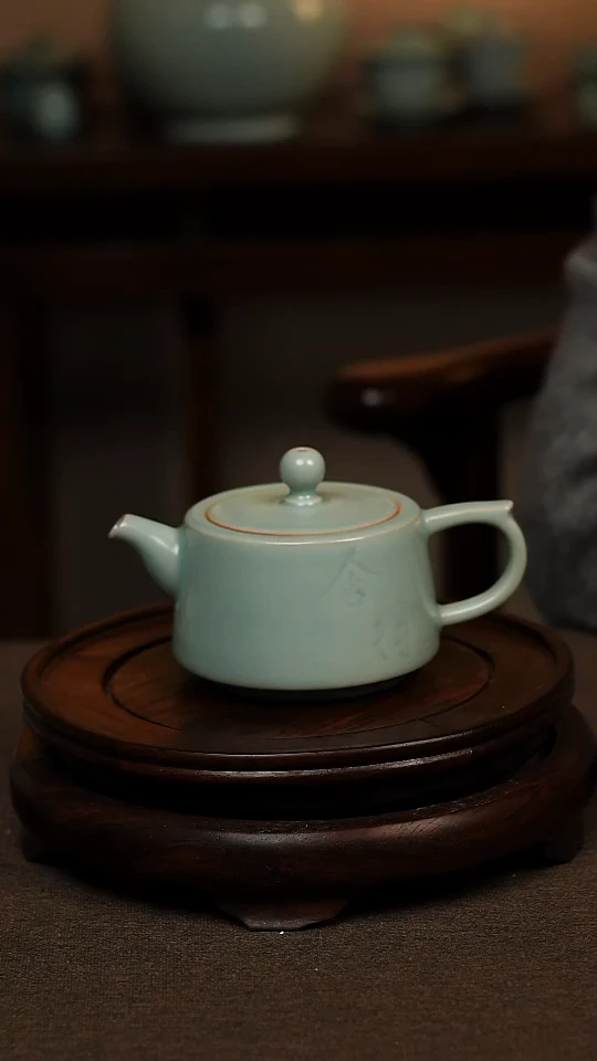 瓷片天青色全手工舍得壶200ml微瑕不带礼盒