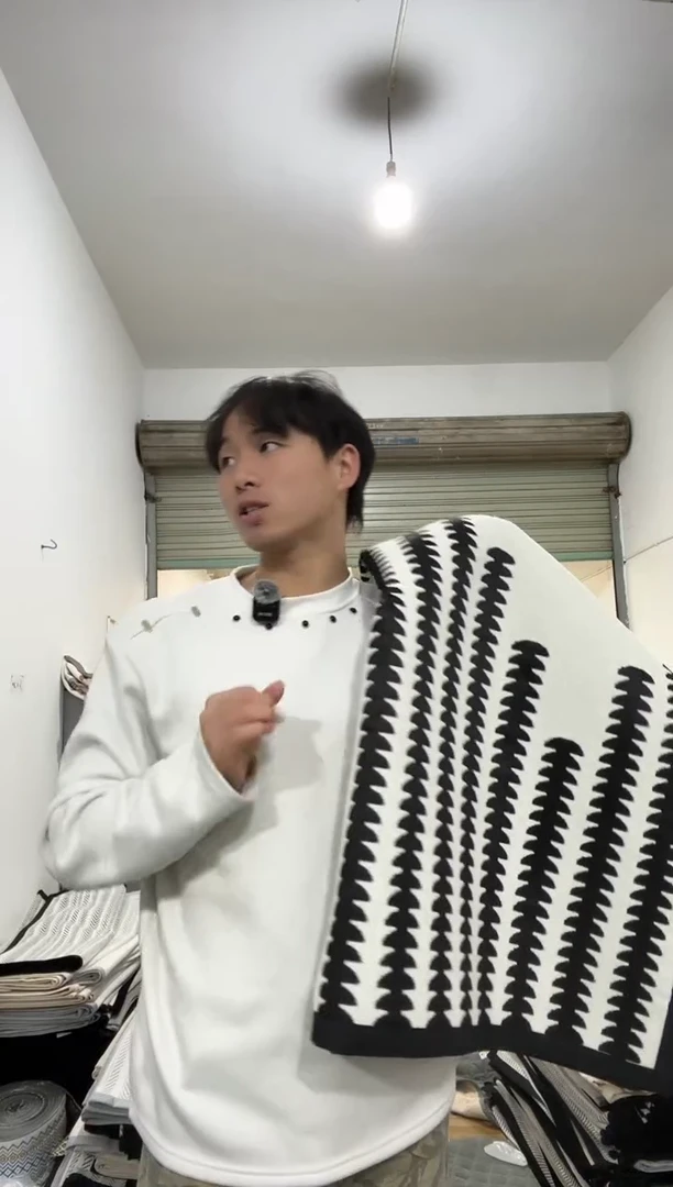 雪尼尔90*210  黑白麦穗