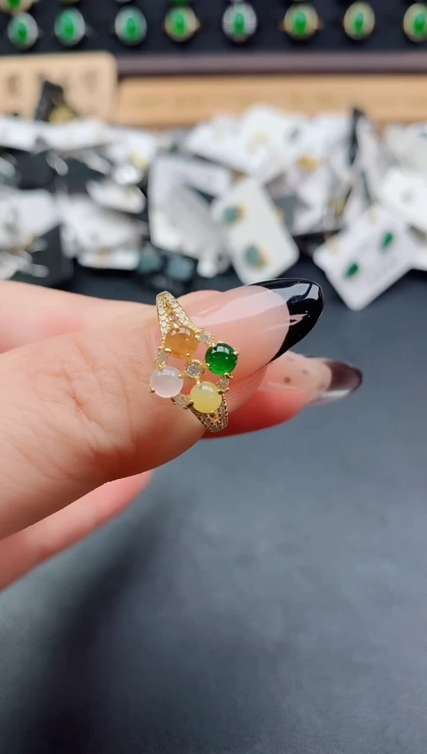 银S925镶嵌戒指翡翠1