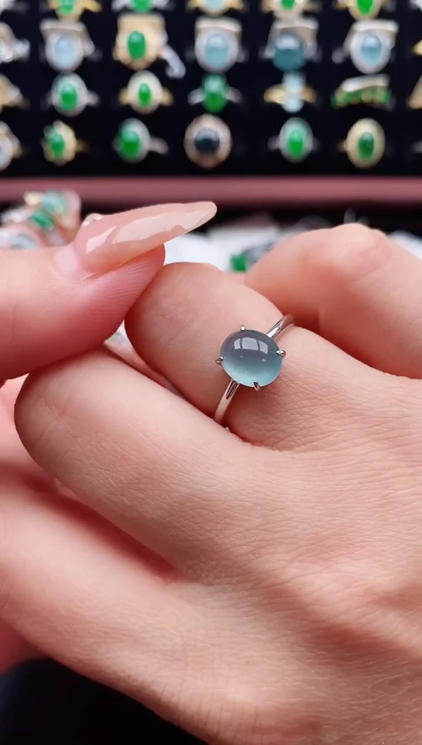 银S925镶嵌戒指翡翠1