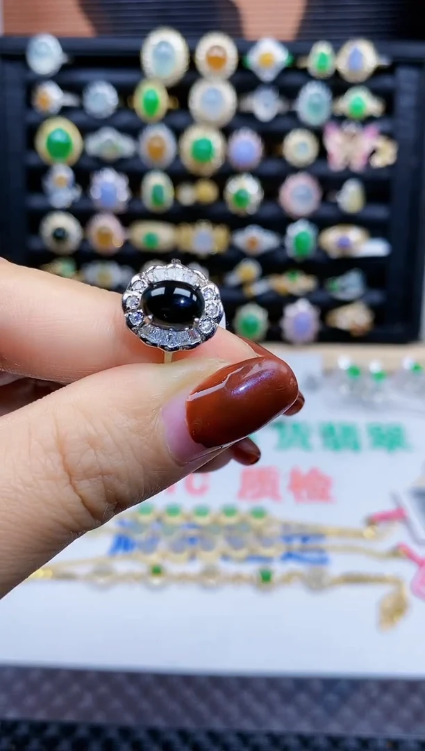 银S925镶嵌戒指翡翠334