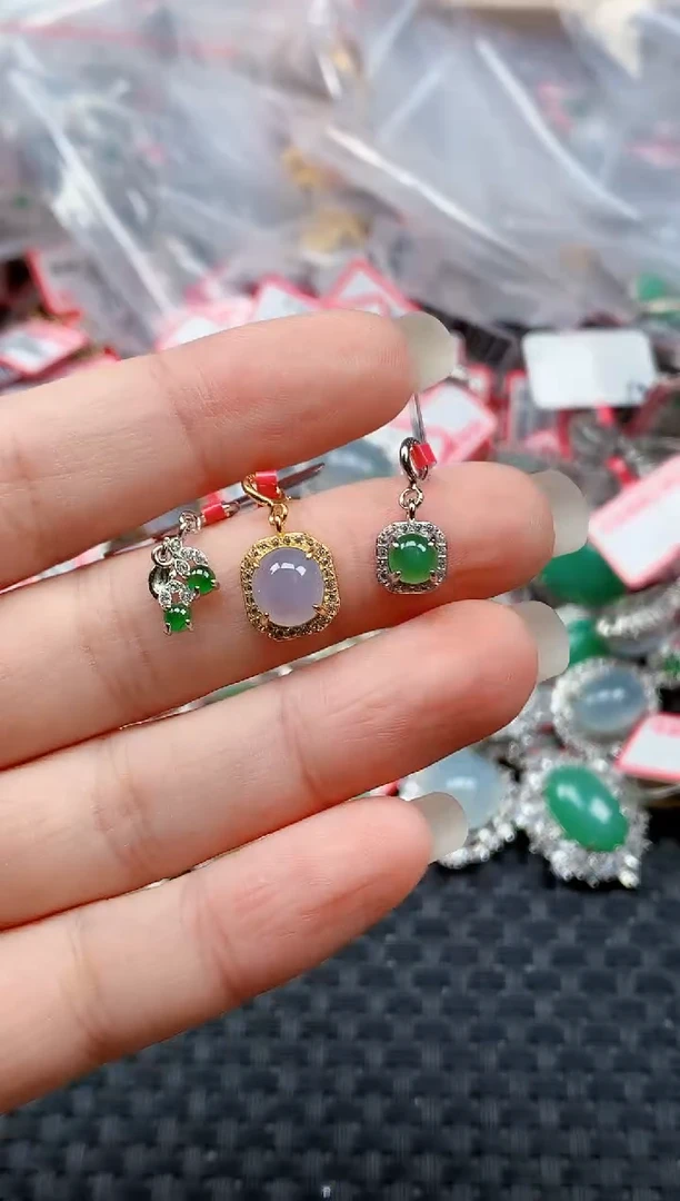 银S925镶嵌戒指翡翠天然A货缅甸翡翠