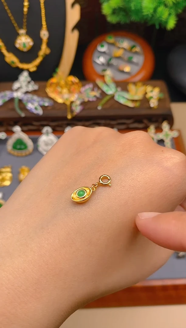 【闪购商品】翡翠吊坠(不含链)银S925镶嵌元宝万能扣