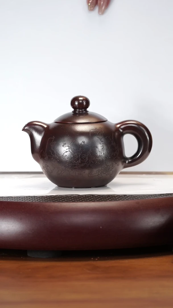 【闪购商品】紫砂茶壶3-20YLX大芙蓉珠龙山古乌泥350c
