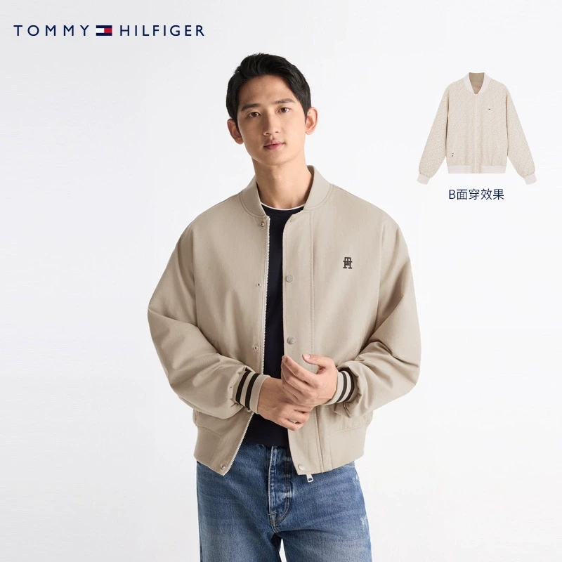 【轻松弛】Tommy25秋冬男双面穿肌理感复古运动风棒球夹克38707