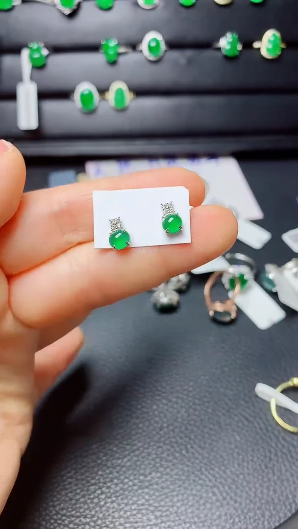 银S925镶嵌戒指翡翠天然翡翠A货s925银镶