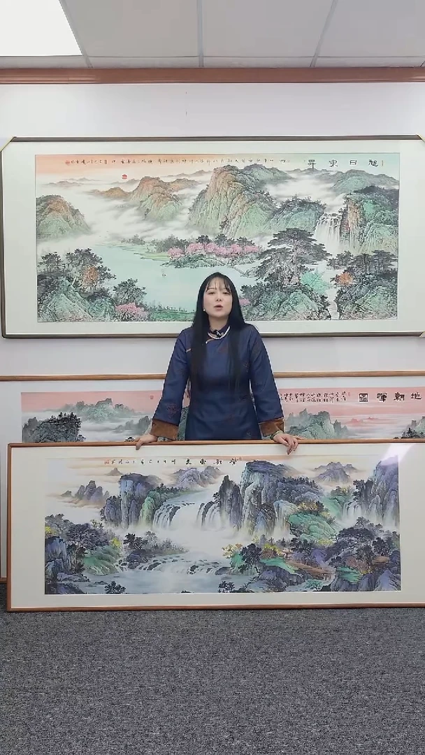 国画紫气东来210*80手绘作品