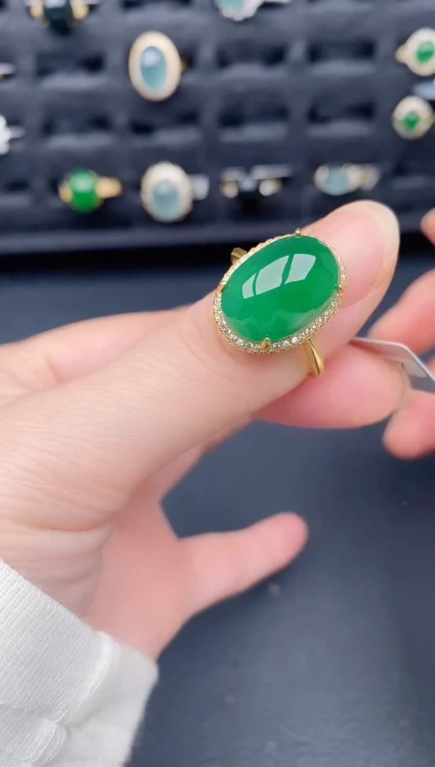 银S925镶嵌戒指翡翠天然a货翡翠132