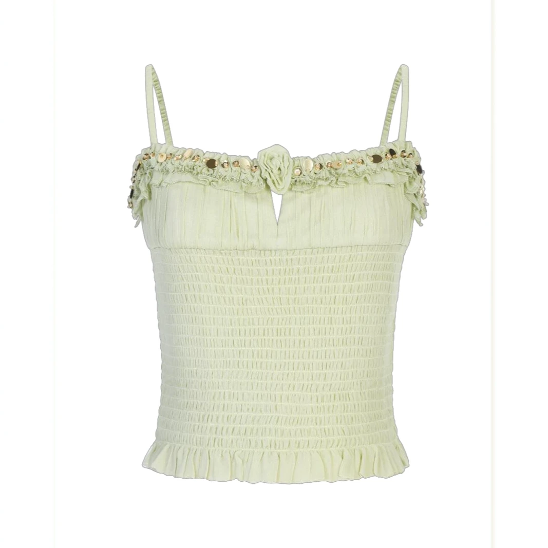 LeFame/拉飞姆2025夏季新款时尚钩花工艺吊带背心LF25X61SV302