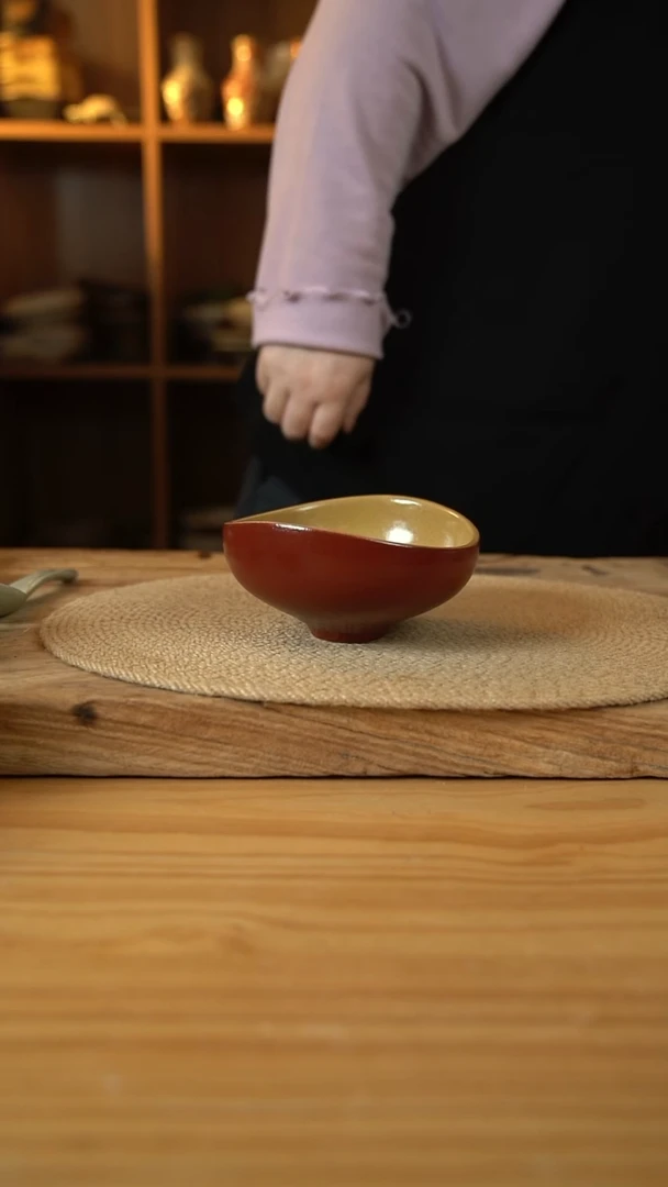 红色系列5英寸元宝碗1个