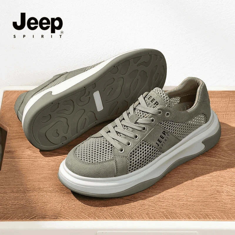 Jeep spirit吉普男鞋夏季厚底鞋透气网面鞋时尚休闲鞋复古增高鞋