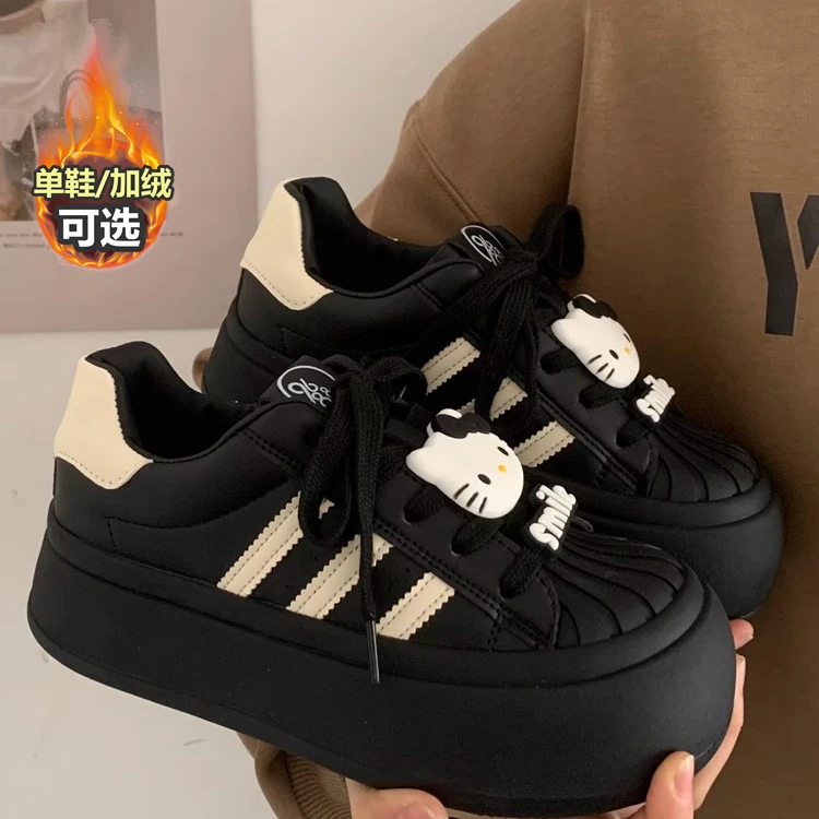 ABC女童运动鞋2025秋冬新款女孩德训鞋加绒大头面包鞋子女童棉鞋