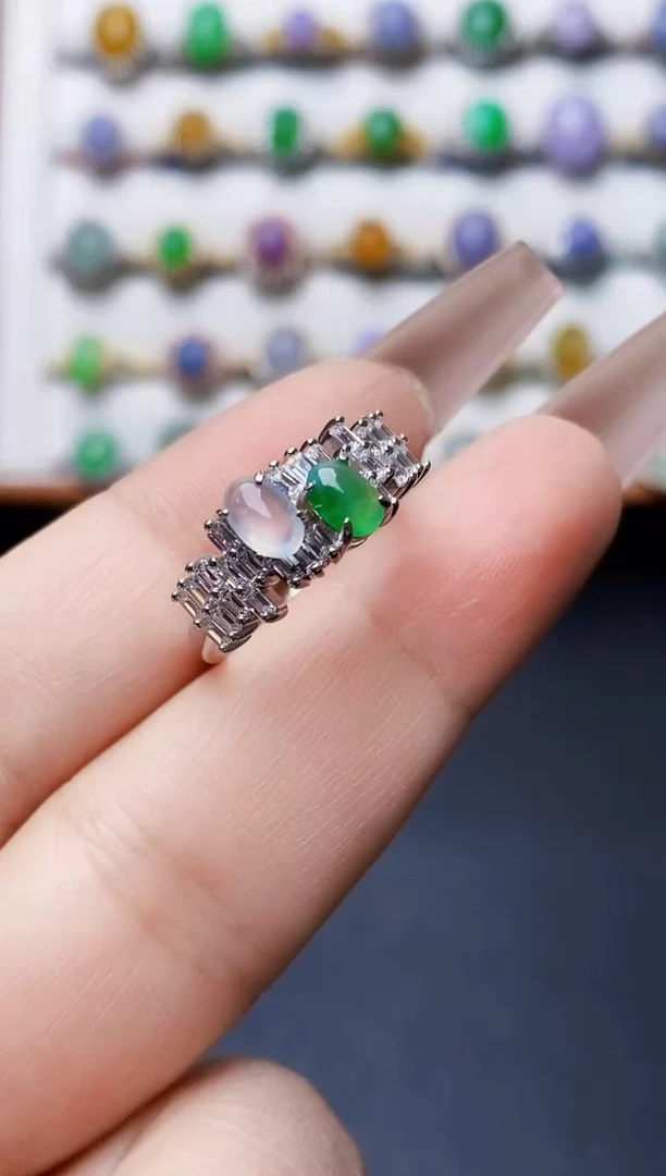 银S925镶嵌戒指翡翠0427