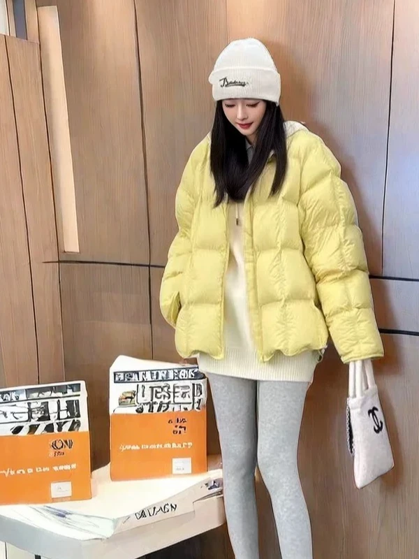 无领简约百搭2025春季新款时尚短款羽绒服女252018