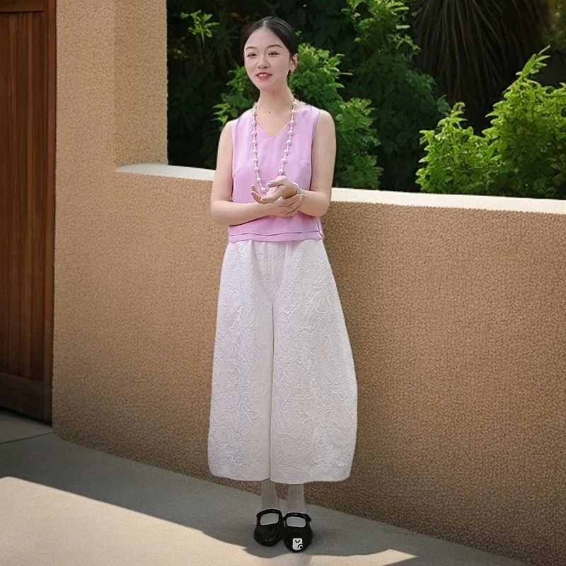 上海鉴界传统中国风裤风荷西班牙浮雕艺术结构廓型设计裤子