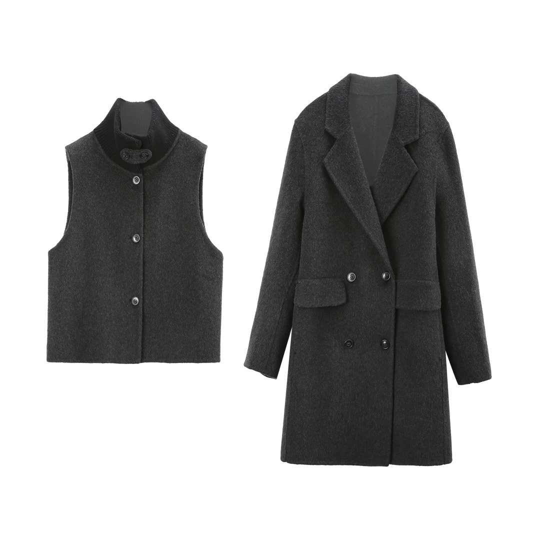 苏醒的乐园2025年秋冬季新款大气毛呢绵羊毛大衣SXN25021