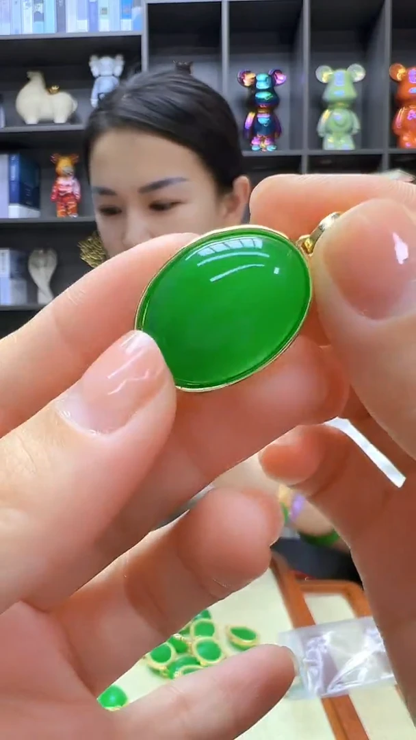 翡翠14K金镶嵌颈饰沉白diy劲饰