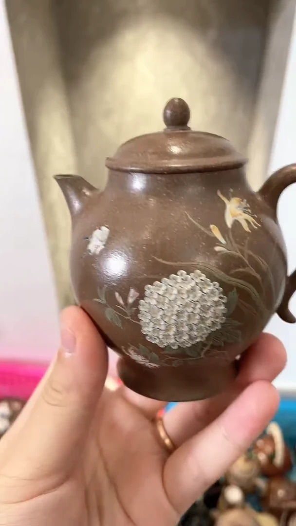 茶壶紫砂绣球花壶