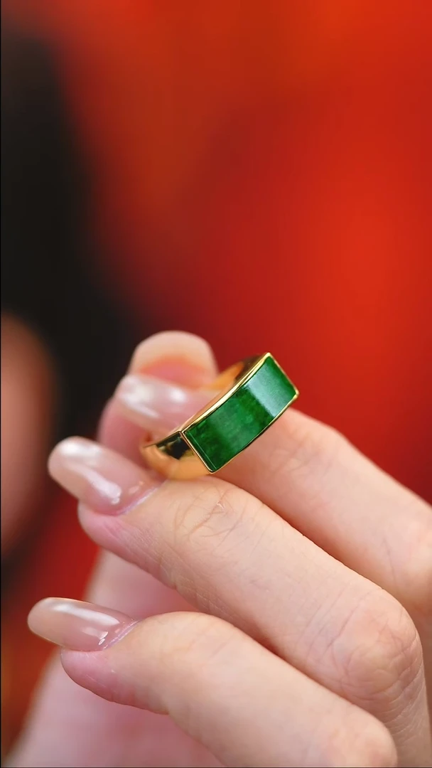 银S925镶嵌戒指翡翠新款