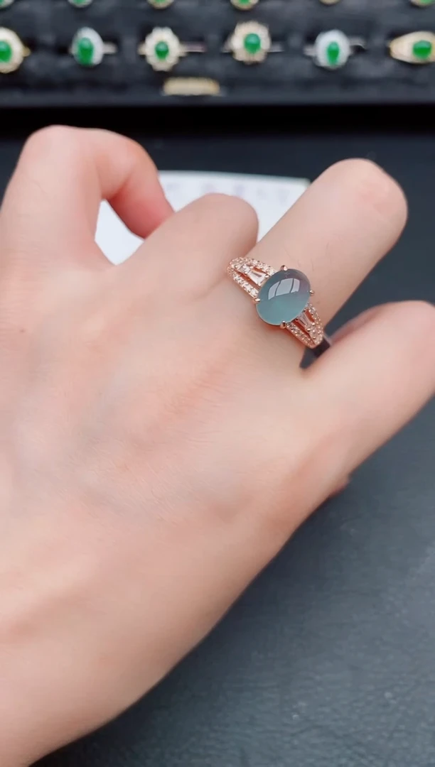 翡翠戒指银S925镶嵌天然a货翡翠37