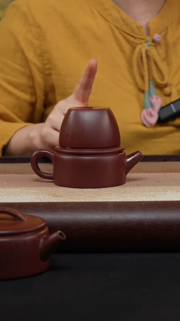 【闪购商品】紫砂茶壶平底汉瓦-龙血砂光MH-0989