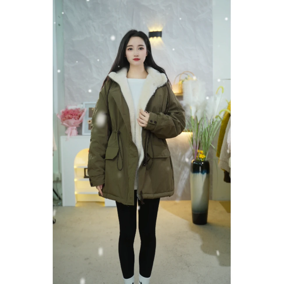 2025冬季新款时尚气质韩版保暖爆款素心棉加绒加厚外套-77080
