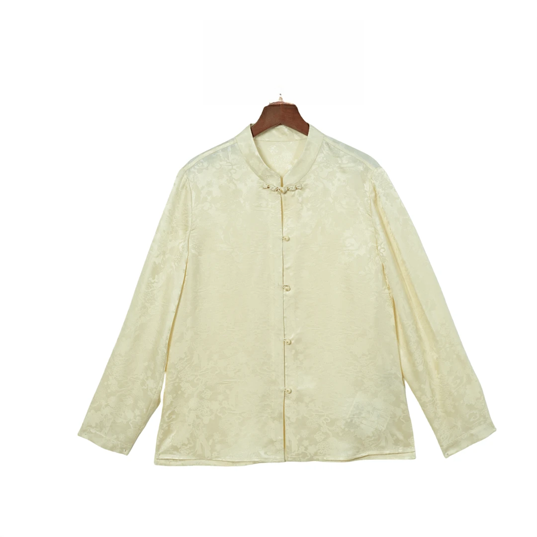 【玉波】桑蚕丝衬衣女长袖汉元素国风新中式盘扣上衣251017A