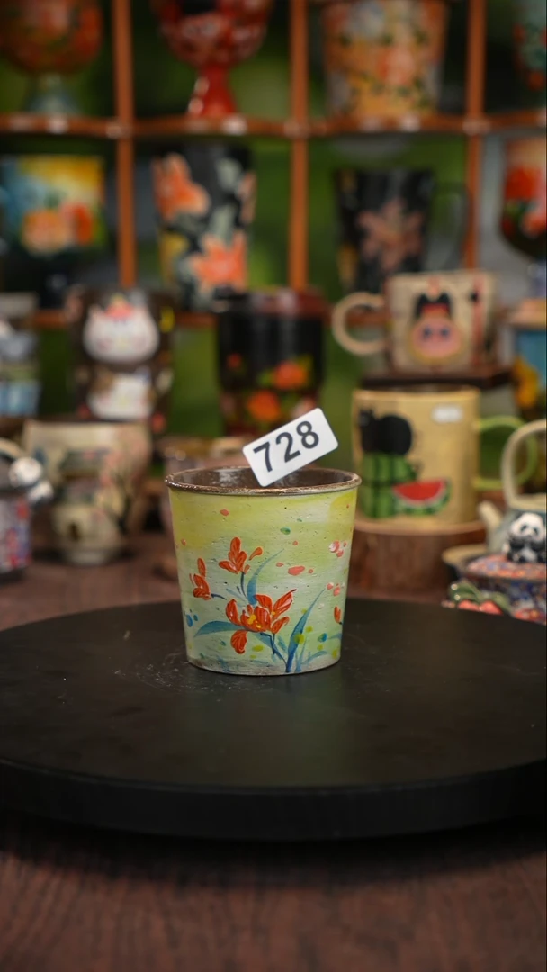 釉下手绘陶瓷紫砂杯