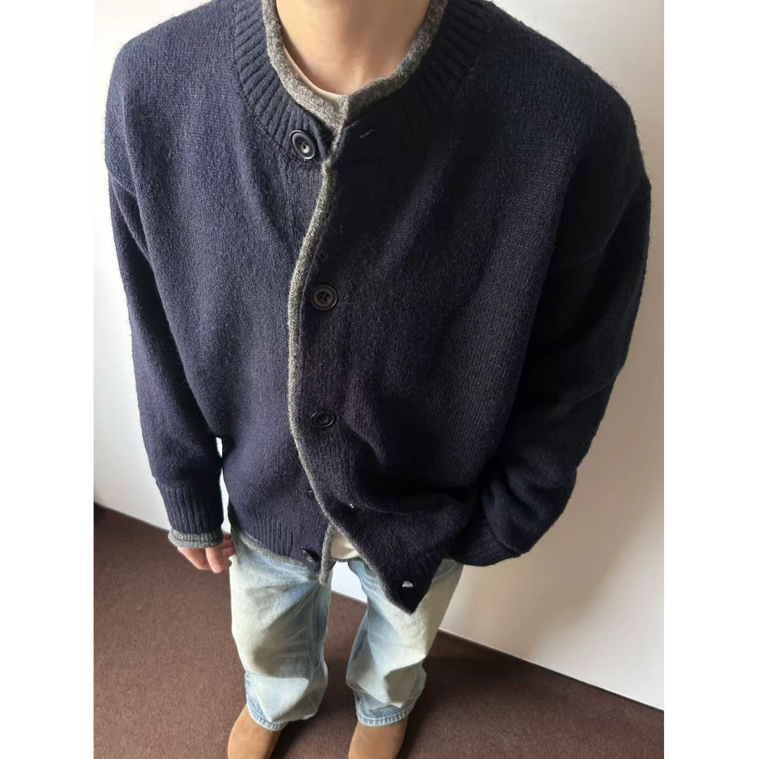 秋冬氛围感【假两件】羊毛混纺针织纽扣开衫