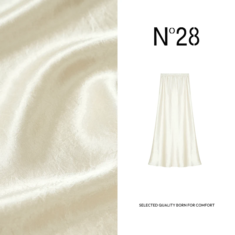 N°28 2025新款100%醋酸半身裙显瘦气质高腰百搭纯色885241Q206-1