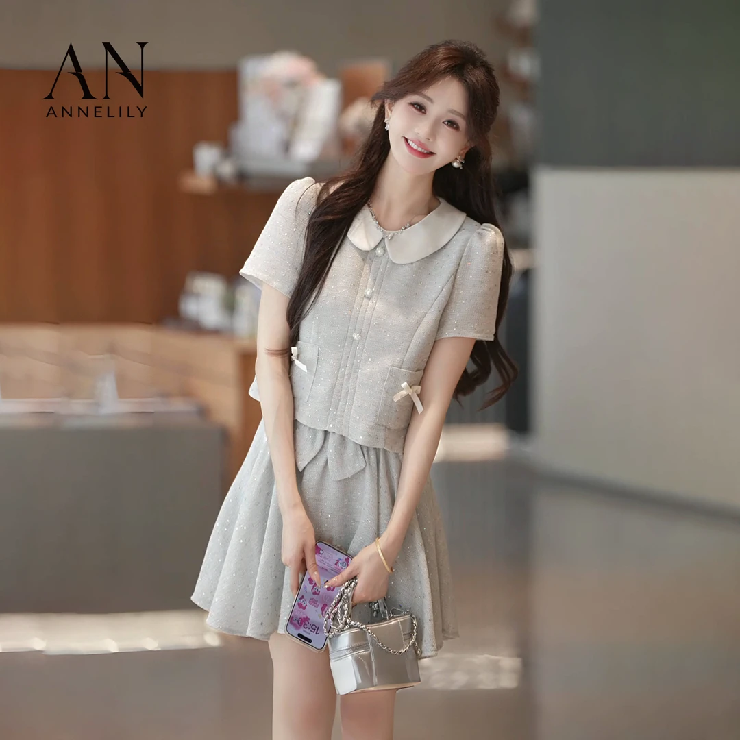 ANNELILY安琪琪【乐慕】夏季高级感时尚气质百搭短裙套装AT2506086