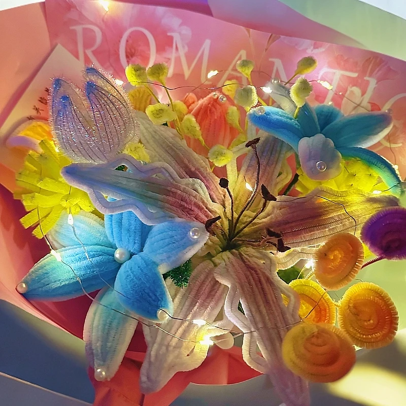 香水百合郁金香花束包创意手工永不凋谢赠闺蜜生日礼物