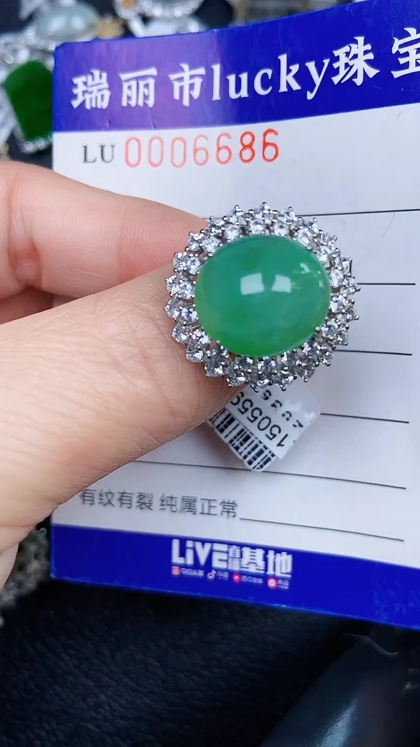 颈饰银S925镶嵌翡翠6686