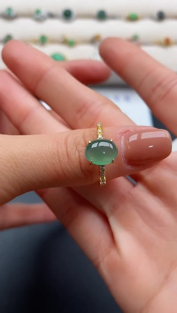 银S925镶嵌戒指翡翠88888888+6