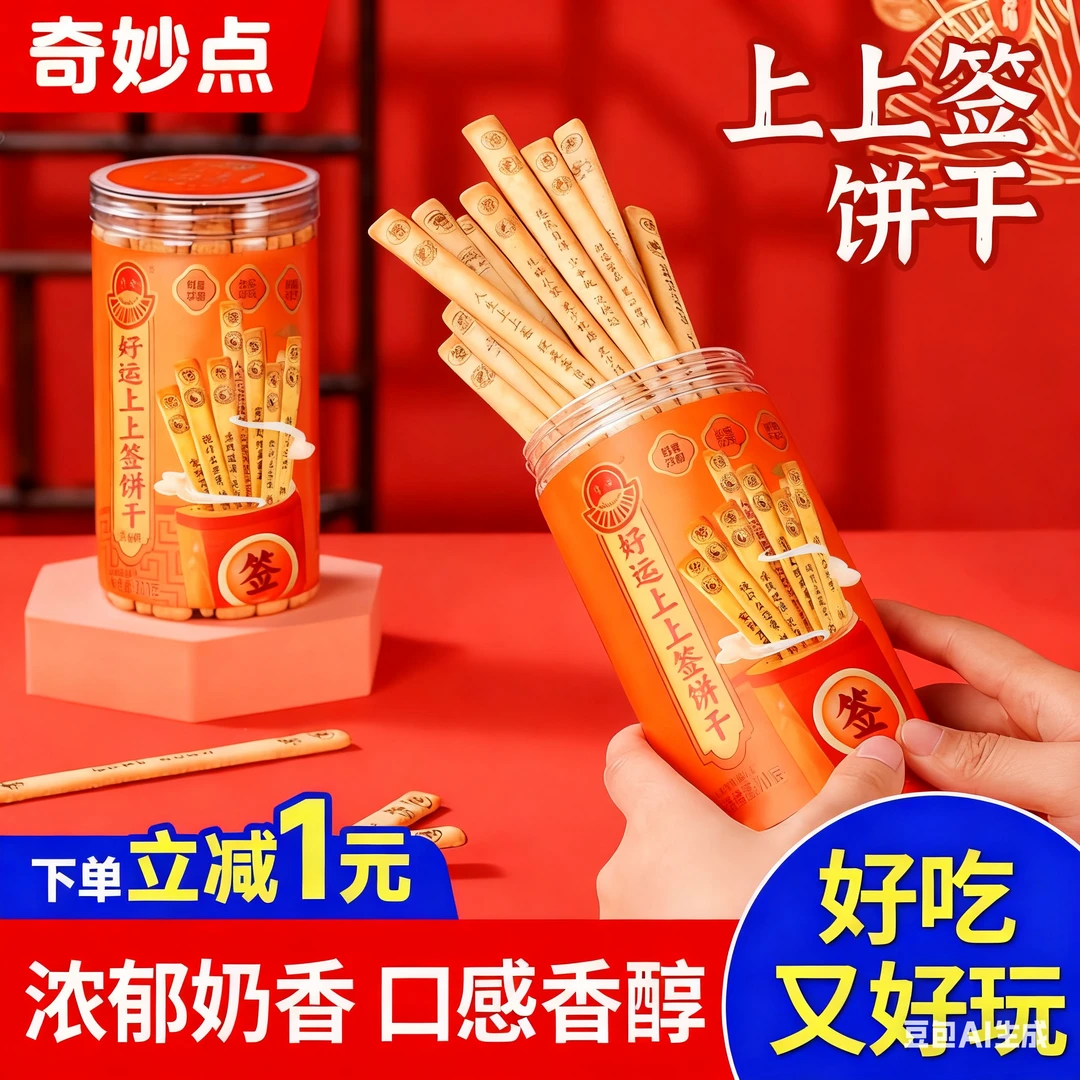 上上签黄油饼干好运抽签文创趣味休闲零食真心话大冒险好吃又好玩