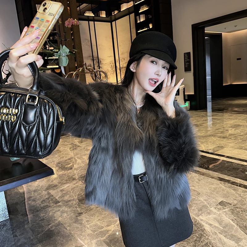 瑞秋【迷雾少女芦苇花】2025年冬年轻新款进口整皮狐狸毛外套毛大衣