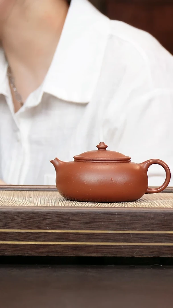 茶壶紫砂全手工 红皮龙 紫泥  寒江
