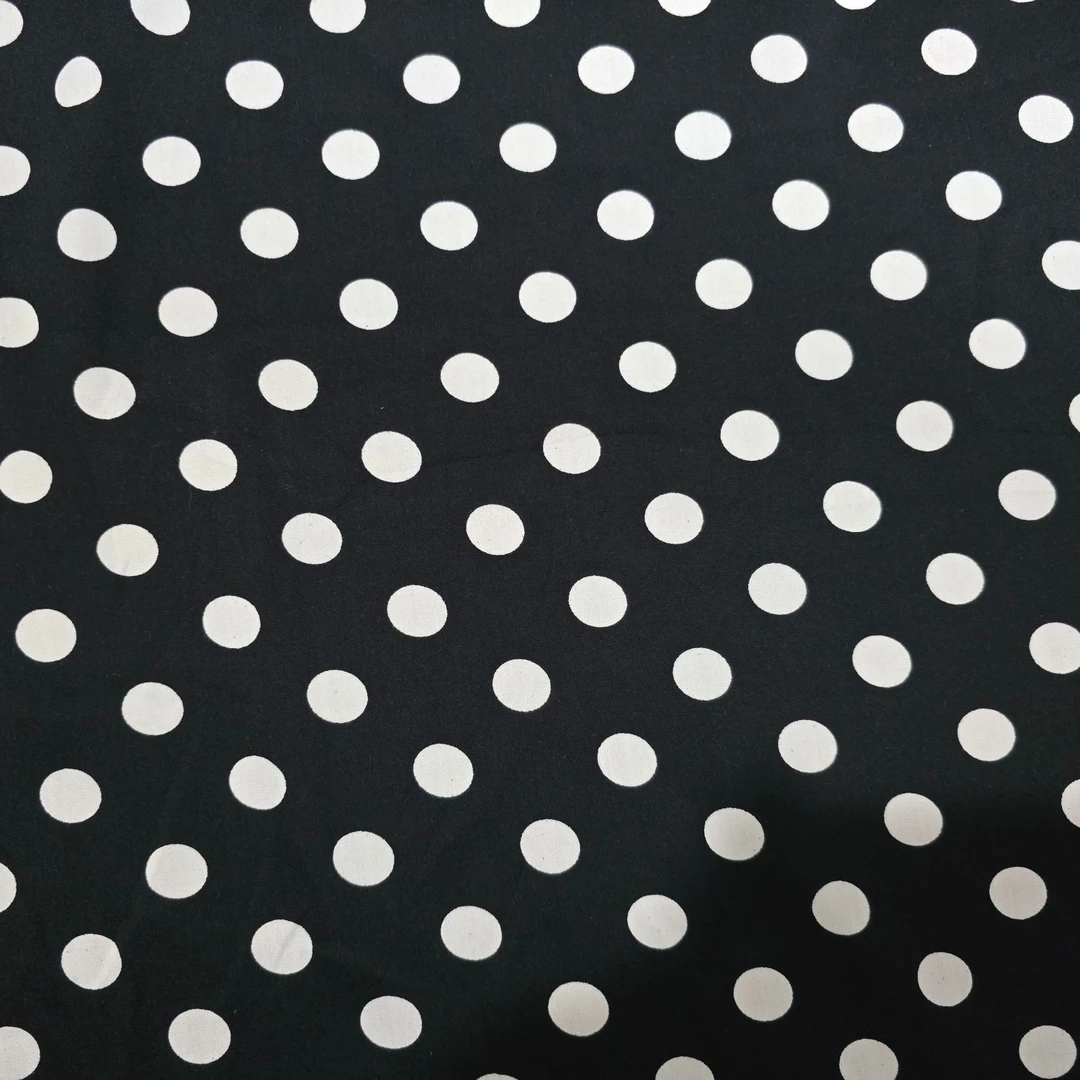 【棉绸.黑底白波点】新款棉绸面料（三米包邮）