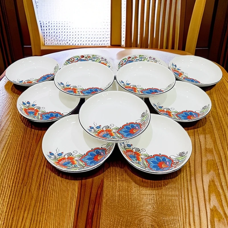 新疆包邮【10个创意花纹小盘】 陶瓷盘商用聚会点心盘小吃盘