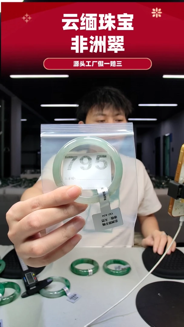 未镶嵌手镯石英质玉（非洲翠）56圈口795