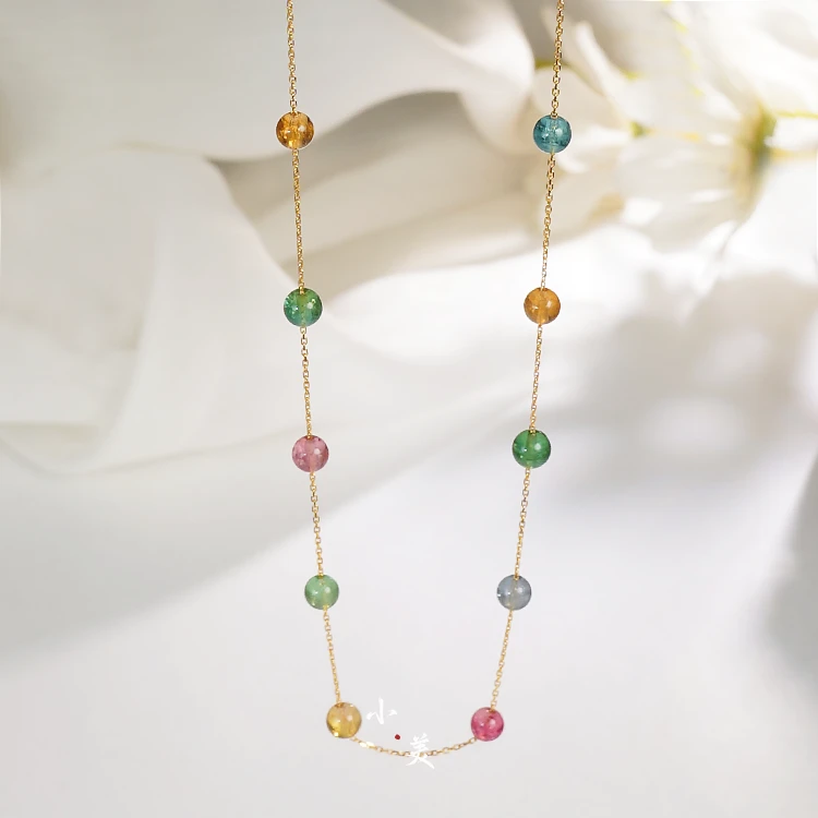 18K金彩色碧玺满天星项链（多样性发）G80110