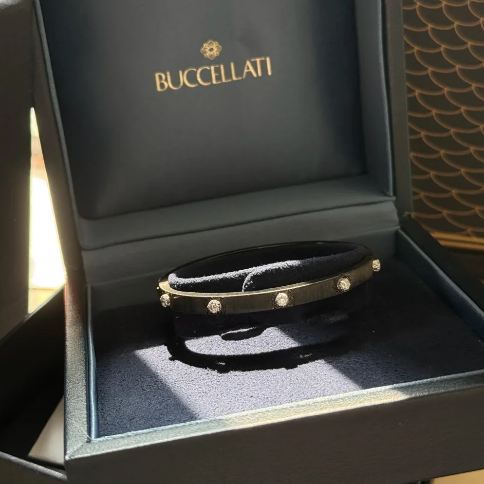 99新 BUCCELLATI/布契拉提 小花6欢  macri 18K白金 镶钻 手镯