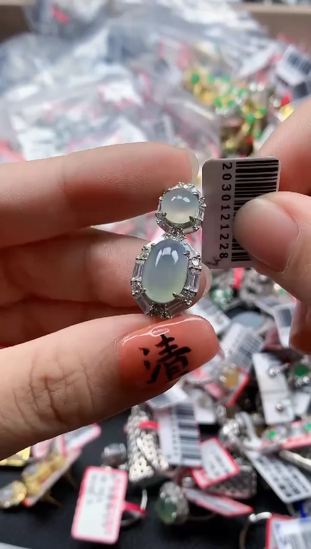 银S925镶嵌戒指翡翠天然A货缅甸翡翠