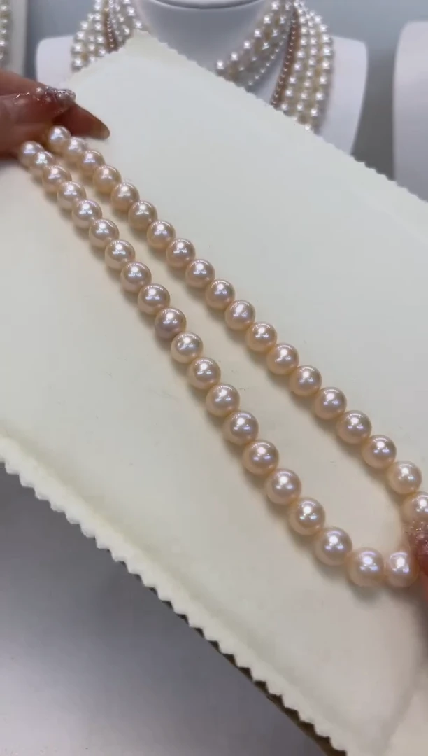 【闪购商品】淡水珍珠颈饰银S925镶嵌9.5-10.4mm无核彩珠项链