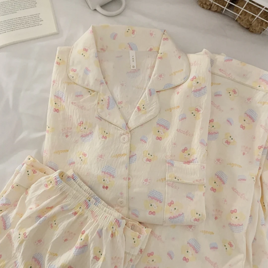 333*云朵绵三件套短袖短裤长裤可爱卡通睡衣少女家居服套装