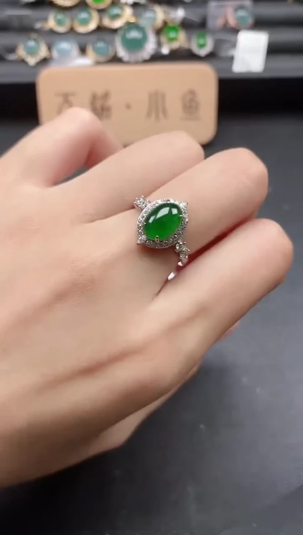 翡翠戒指银S925镶嵌51511